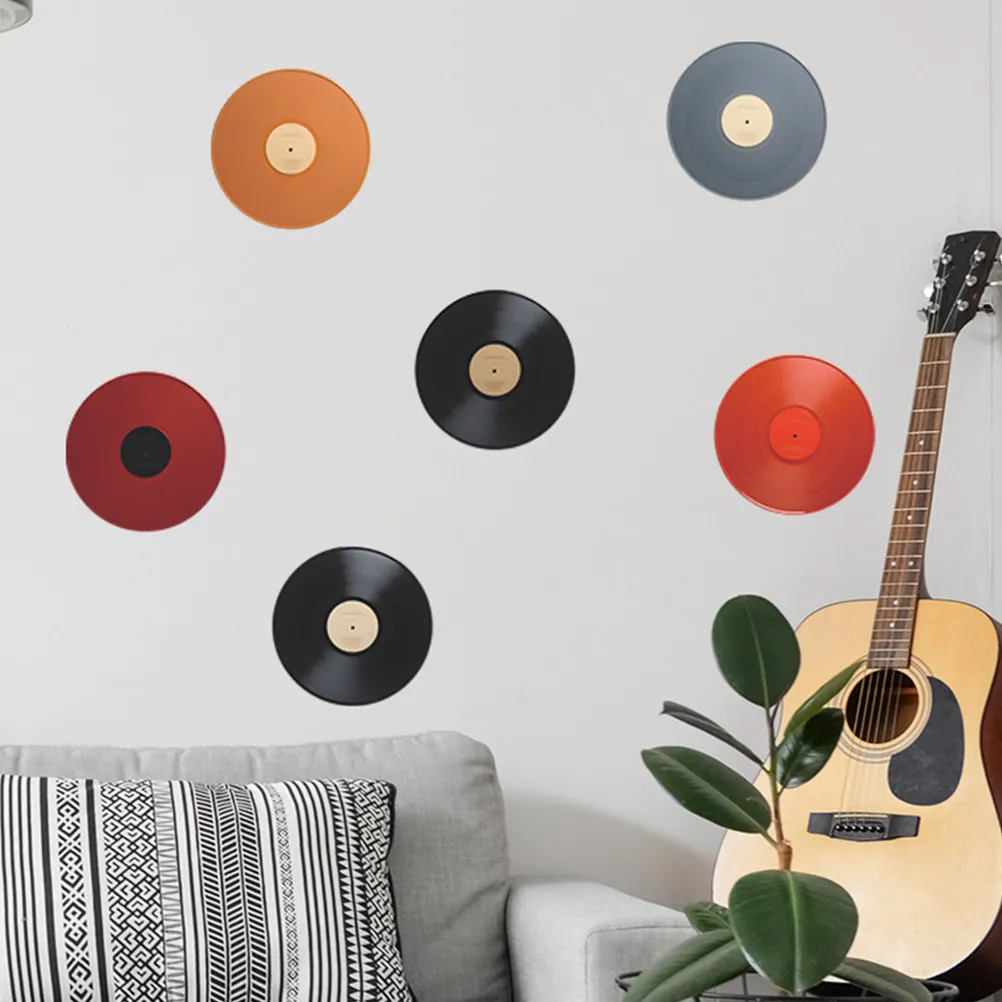 

6Pcs Vinyl Record Wall Sticker Decor Retro Room Decor Music Wall Art Bedroom Decorative Sticker for Teens Fake Records