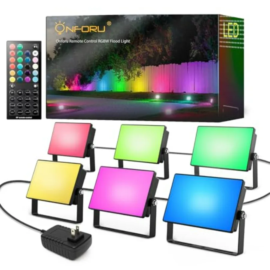 

RGBW Прожекторы для улицы с дистанционным управлением, меняющие цвет, светодиодные ландшафтные светильники IP65 водонепроницаемые, для мероприятий, Хэллоуина, Рождества