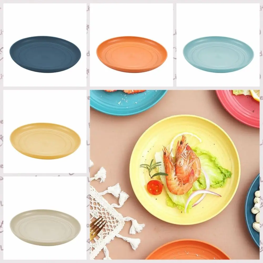 Dinnerware Plastic Wheat Straw Plates Round Unbreakable Dinner Plates 15cm Microwave Safe Tableware Salad