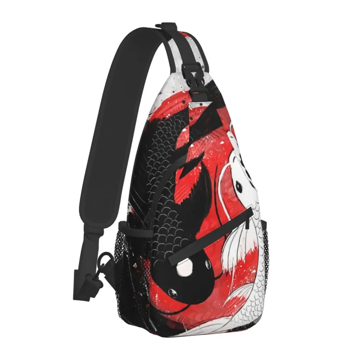 Koi Fish Yin Yang Crossbody Chest Bags Hip Hop Pockets Travel Pack Messenger Sports Teens Shoulder Bag Unisex