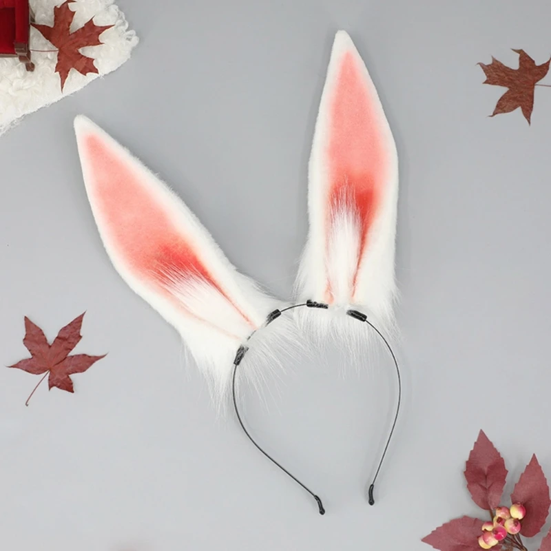 Peluche Bunny Ear Shape Hair Hoop donna adolescenti trucco fascia per pasqua Halloween Carnivals Cosplay accessori per capelli