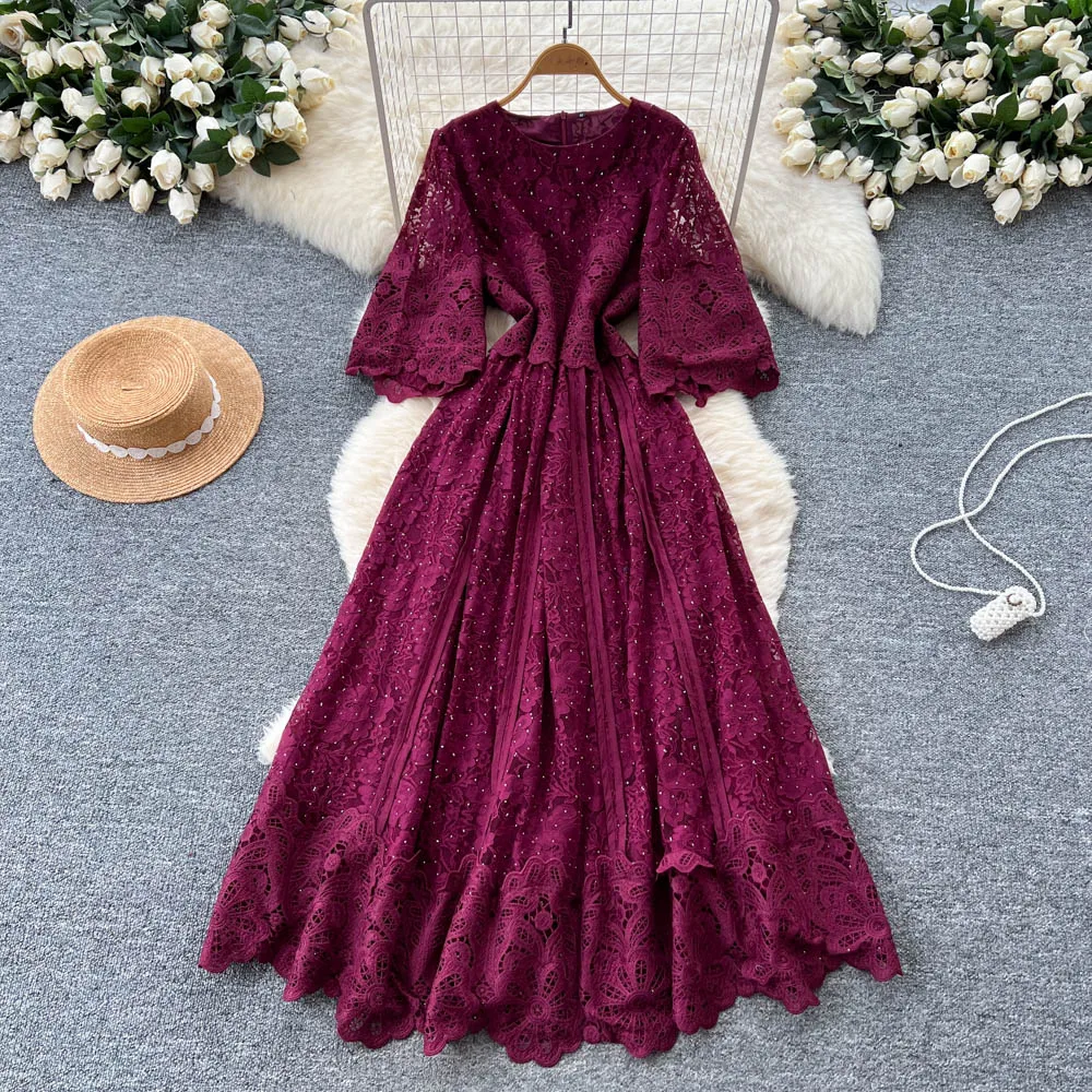 Robe moulante élégante en dentelle strass, Slim, Club de fête, Vesditod, Vintage, mode coréenne, vêtements pour femmes