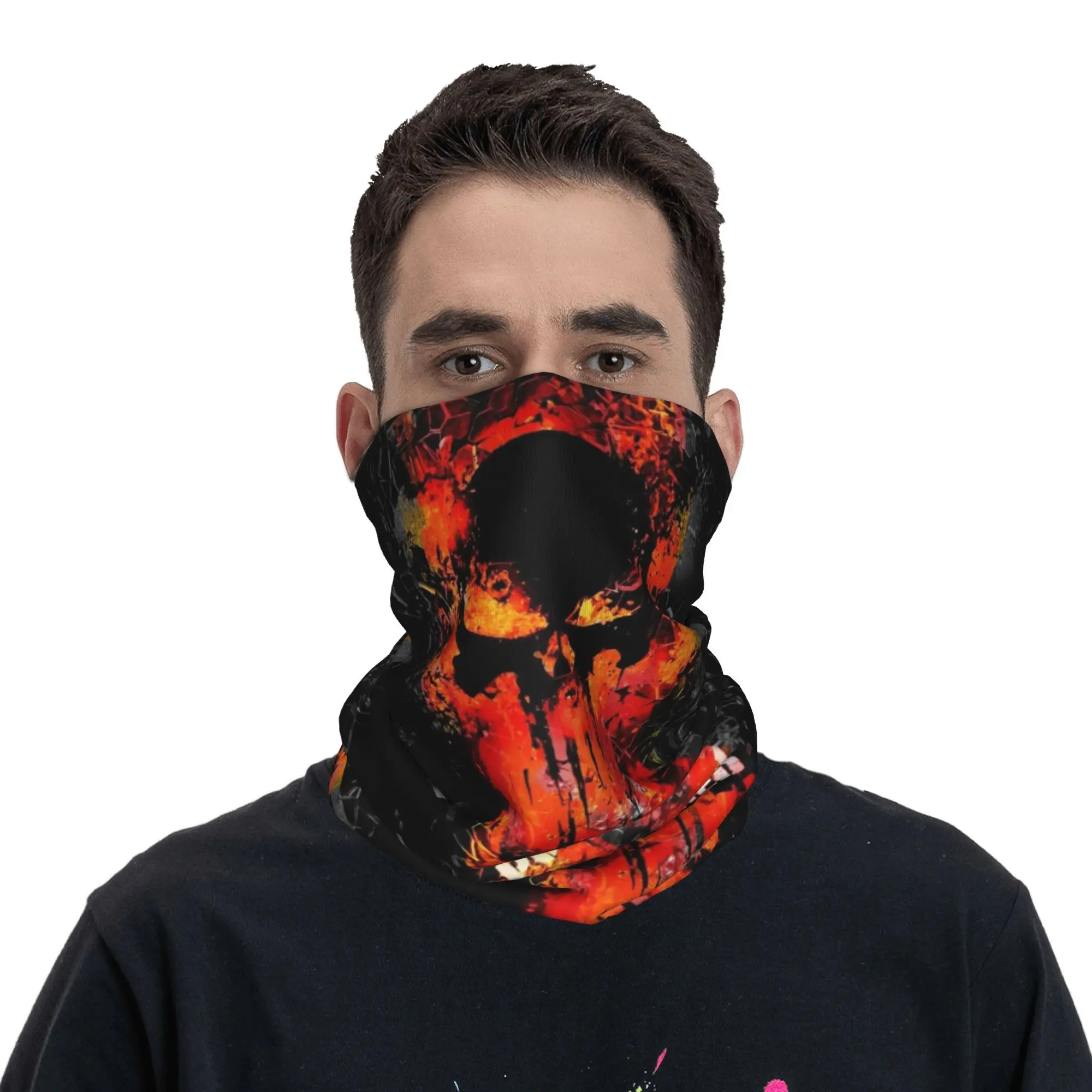 Personalizado punidor bandana pescoço mais quente feminino inverno tubo de esqui cachecol gaiter quadrinhos crânio símbolo rosto capa