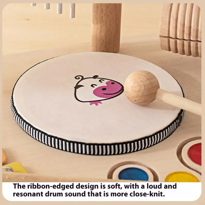  Wooden Baby Drum Musical Instrument Toy Interactive Percussion Toy For Toddler