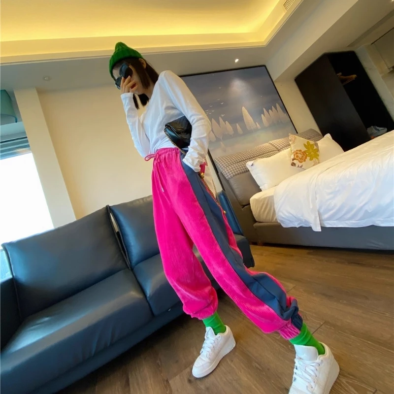 Autumn Winter New Colorful Casual Slacks Women's Slim Fit Stylish Corduroy Versatile Sweatpants Ins Style Jogger Trousers Ladies