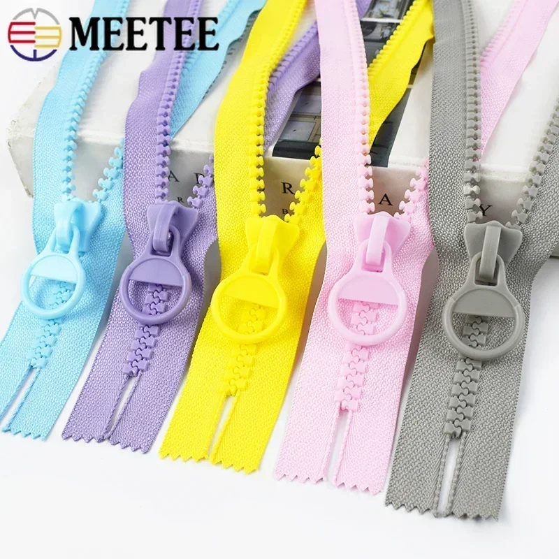 2/5Pcs 10# Meetee 20/25/30cm Colorful Large Resin Zippers Bag Clothes No Endless Zip Lock Pencil Case Decorative Zips Repair Kit