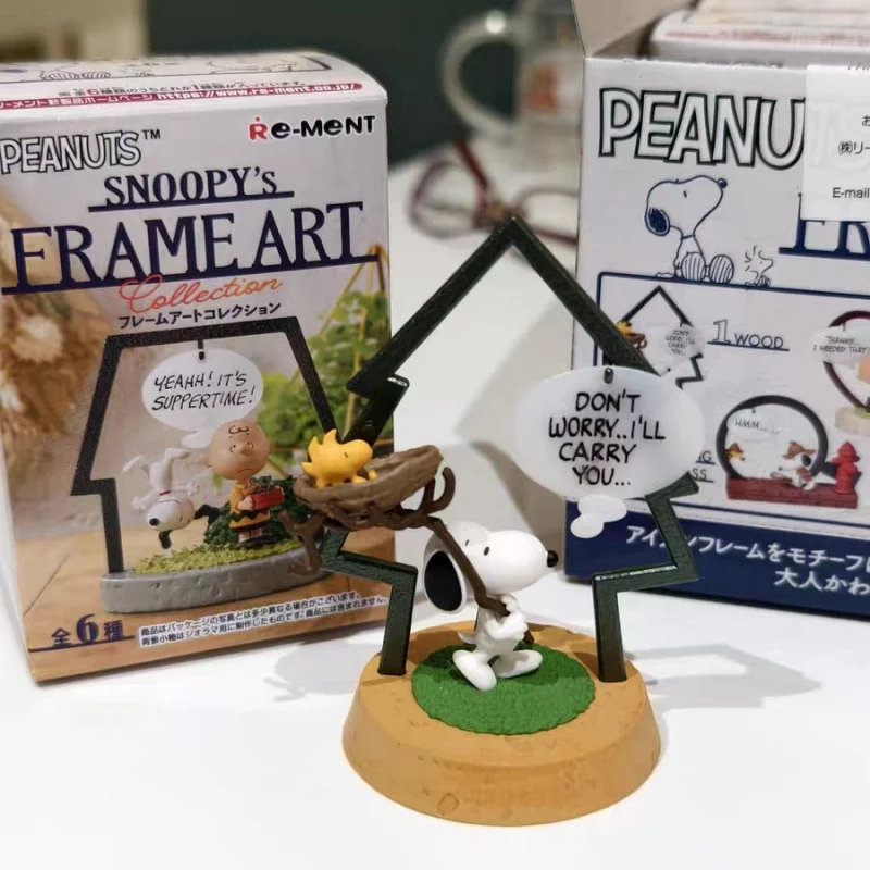 ホットレメント スヌーピー ブラインドボックス ピクチャーフレーム アートコレクティブル ミニチュアシーンモデル ディスプレイピース フードトイ ヴィンテージアイアンアートスタイル