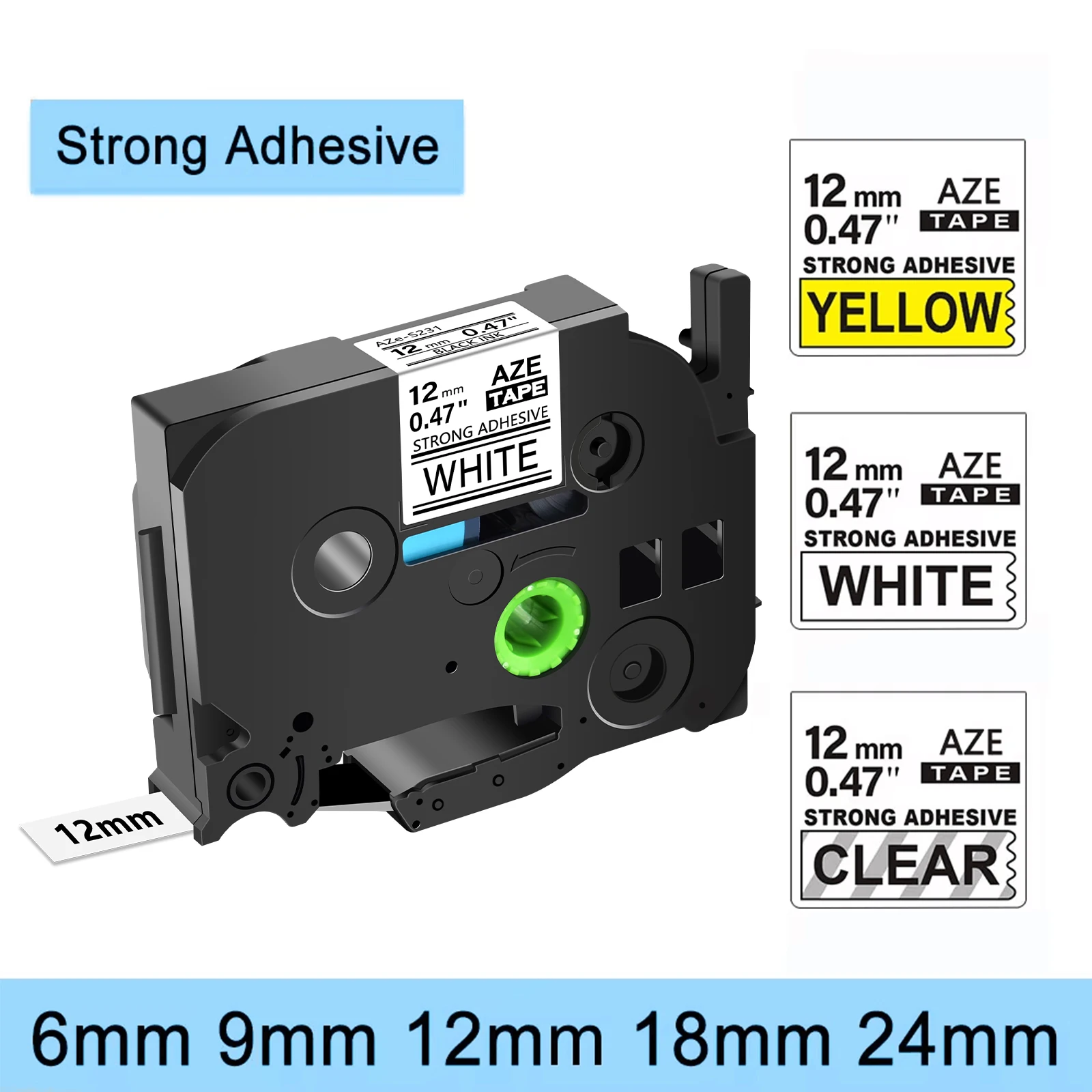 1PK Extra Strength Label Tapes Compatible for Brother TZ-S241 TZe-S231 S131 S631 Black on White 12mm for P-Touch PT-P700 D400