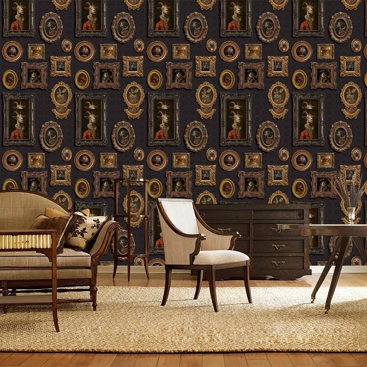 

Обои из ПВХ, фоторамка с милыми животными, водонепроницаемые самоклеящиеся наклейки на стену, ретро обои, украшение дома