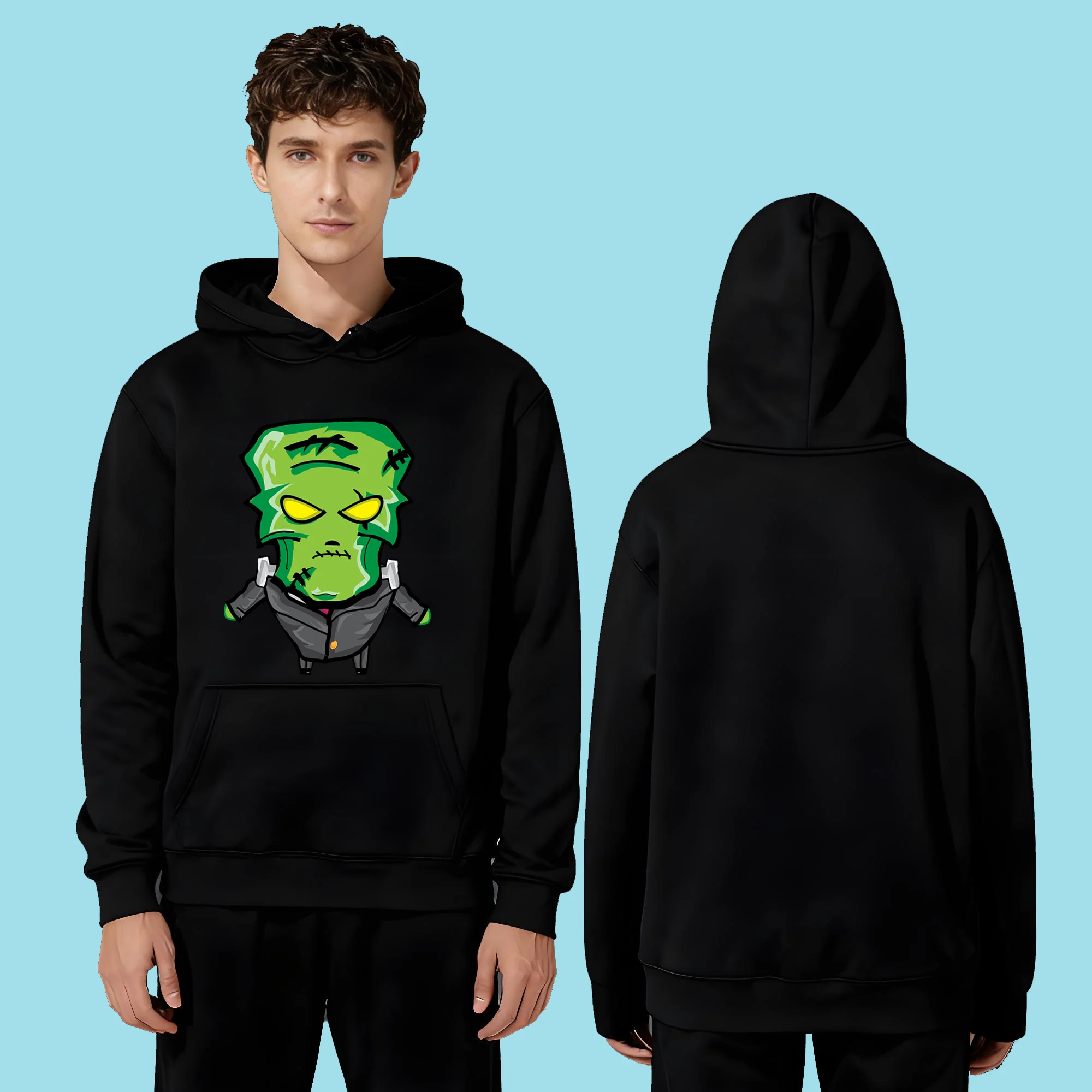 

330G heavy-duty hooded sweatshirt for men and women in 2025 is casual and fashionable featuring Halloween-style monster prints