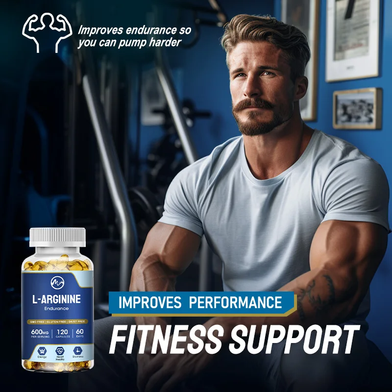 L-Arginine Supplement Helps Build Muscle and Supports Blood Flow, Circulation, Boost Energy Strength Non-GMO