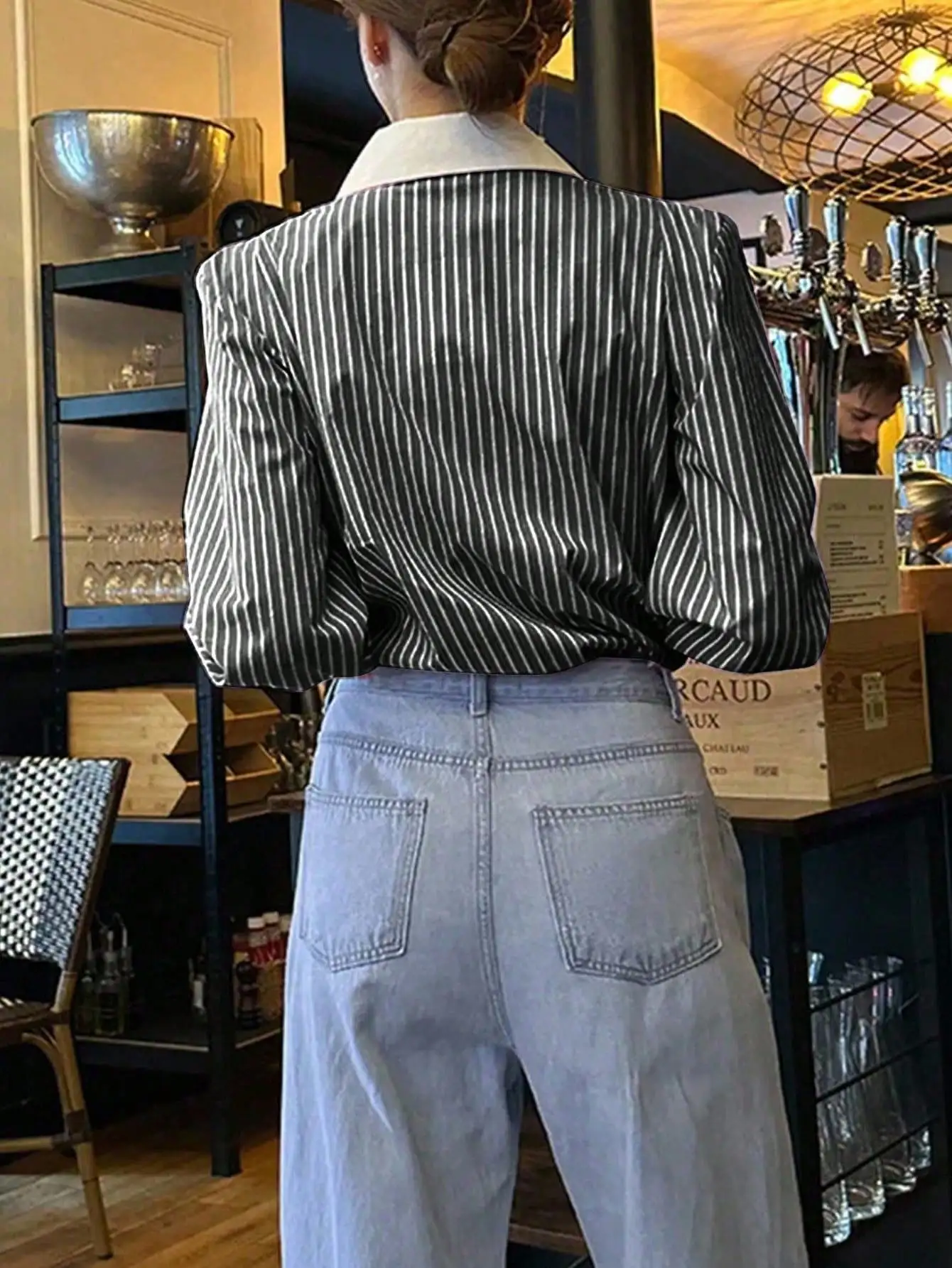 

Women's Striped Button Down Long Sleeve Loose Fit Blouse Casual Shirt