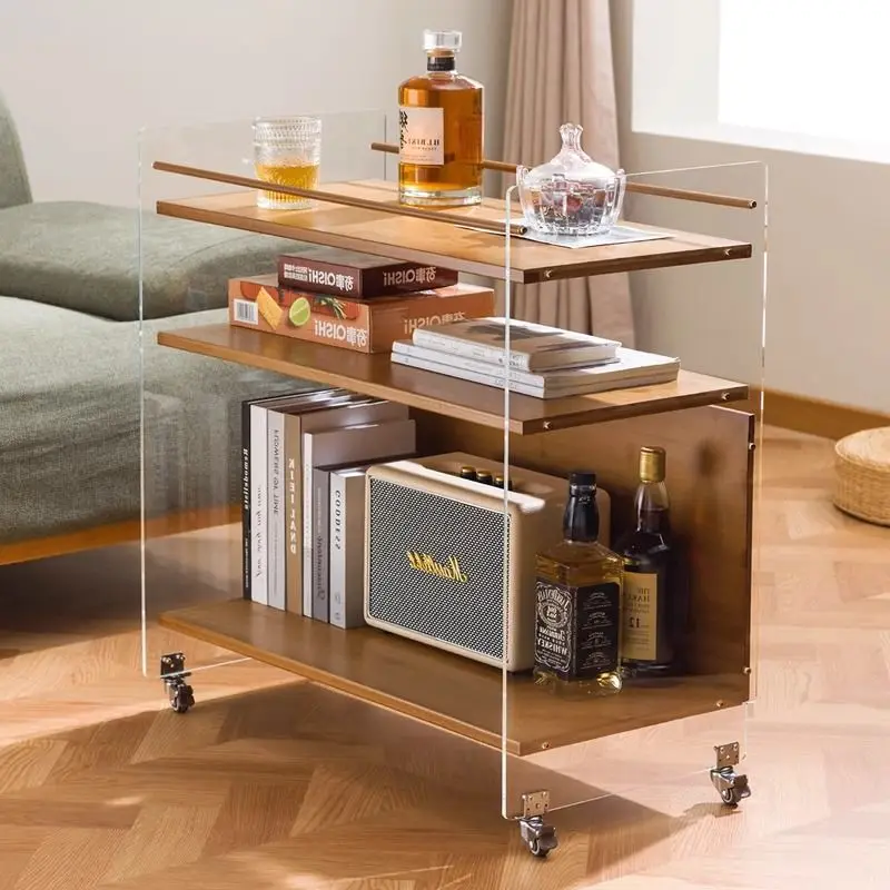 Acrylic Side Table Small Trolley Ins Simple Creative Coffee Table Movable Home Living Room Bedroom Bedside Small Table