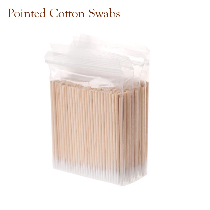 100/300 PCS เล็บไม้ผ้าฝ้าย Swab ทําความสะอาด Sticks Buds เคล็ดลับไม้หัวฝ้ายเล็บรายละเอียด Corrector เล็บ Remover เครื่องมือศิลปะ
