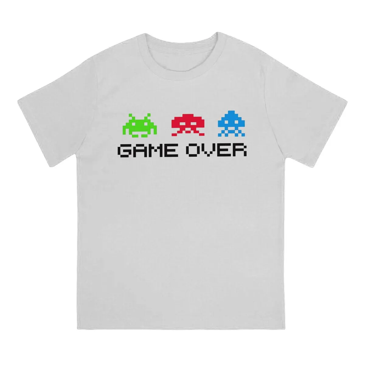 Space Invaders Shooting Video Game Ending T Shirt Graphic Men Tees Summer Clothing Harajuku Crewneck TShirt