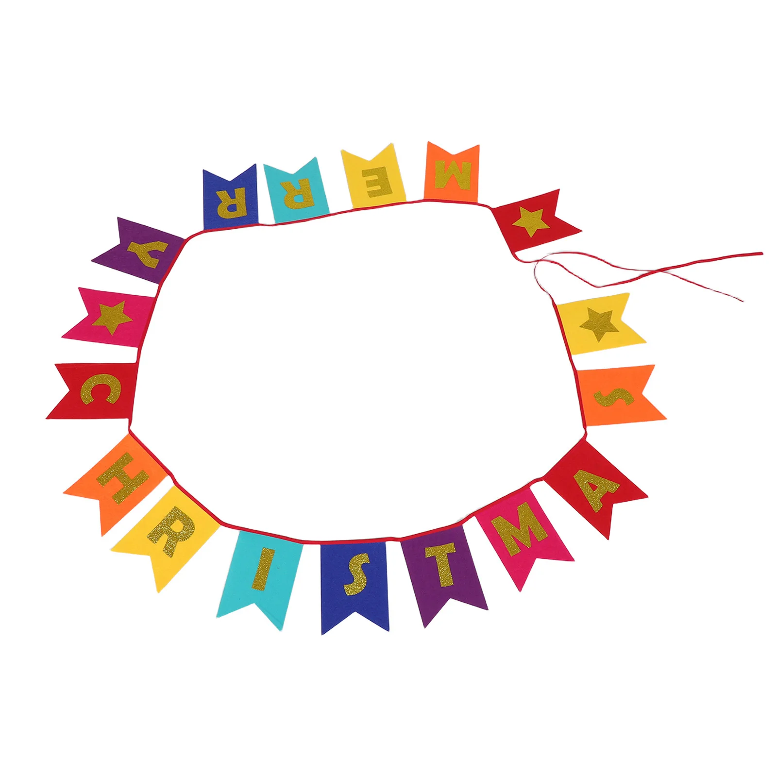 

Merry Christmas Nonwoven Pennant Banner Flags Colorful Swallowtail Bunting Winter Holiday Fabric Garland Decorations