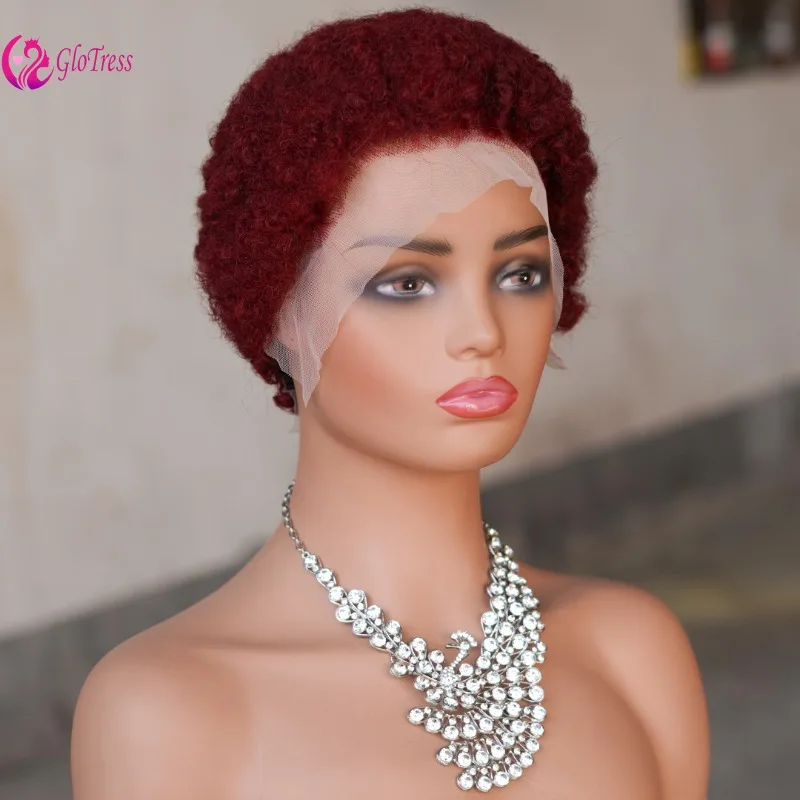 13x4 Lace Frontal Echthaar Pixie Perücken Brasilianisches Afro Kinky Virgin Remy Lockiges Afro-Haar Hochwertig Bequem Weich Natürlich – Detail 3