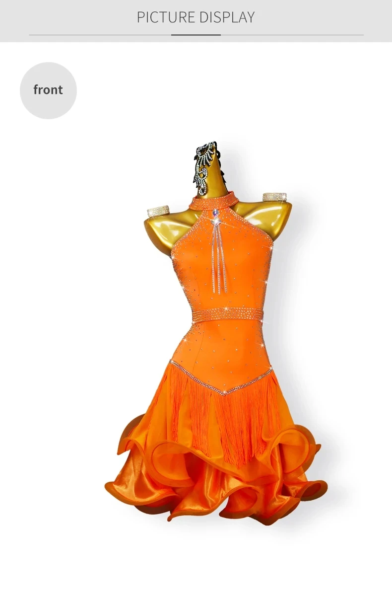 Lateinamerikanisches Tanzkostüm, Mädchenkleid, Bühnenkleidung, amerikanisches Outfit, Damen-Samba-Cabaret-Anzug, Tanzbekleidung, formeller Ballkleid-Rock. – Detail 7