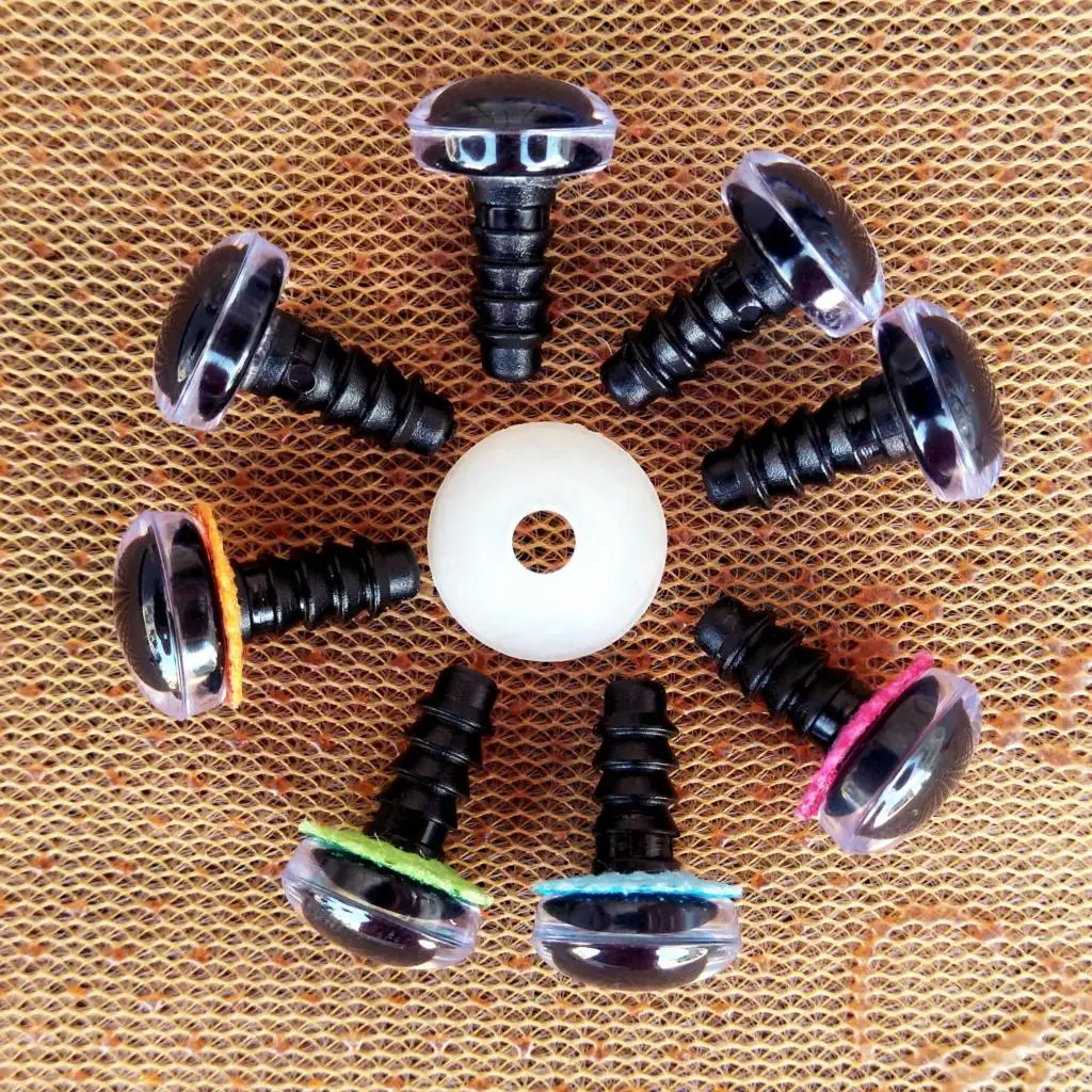 48 stücke 3D DIY Glitter Plüsch Kunststoff Sicherheits Augen Für Spielzeug Amigurumi Puppe Machen Augen Für Puppen Mix Tier Box 12mm – Detail 4