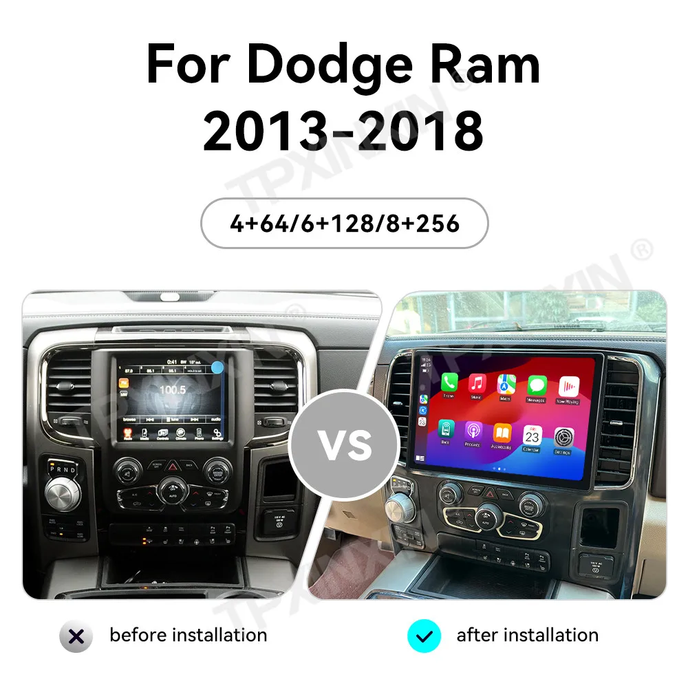 

13.1" CarPlay Android Auto Stereo Player For Dodge Ram 2013-2018 1500 2500 3500 Car Radio GPS Navigation Tape Recorder Head Unit
