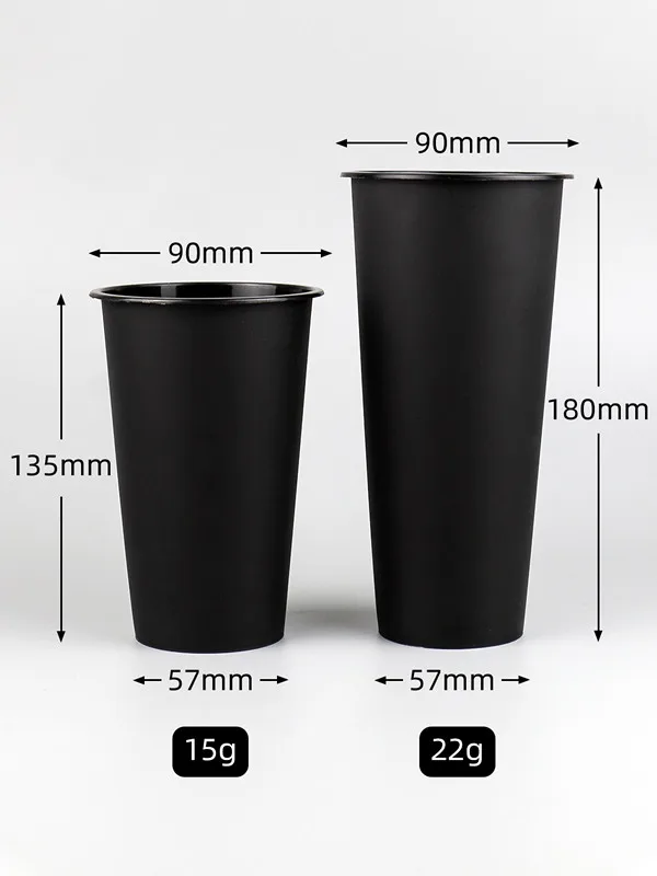 50pcs Black matte milk tea cup disposable 500ml 700ml plastic cups camping party birthday beer drinking cup with lid and straw