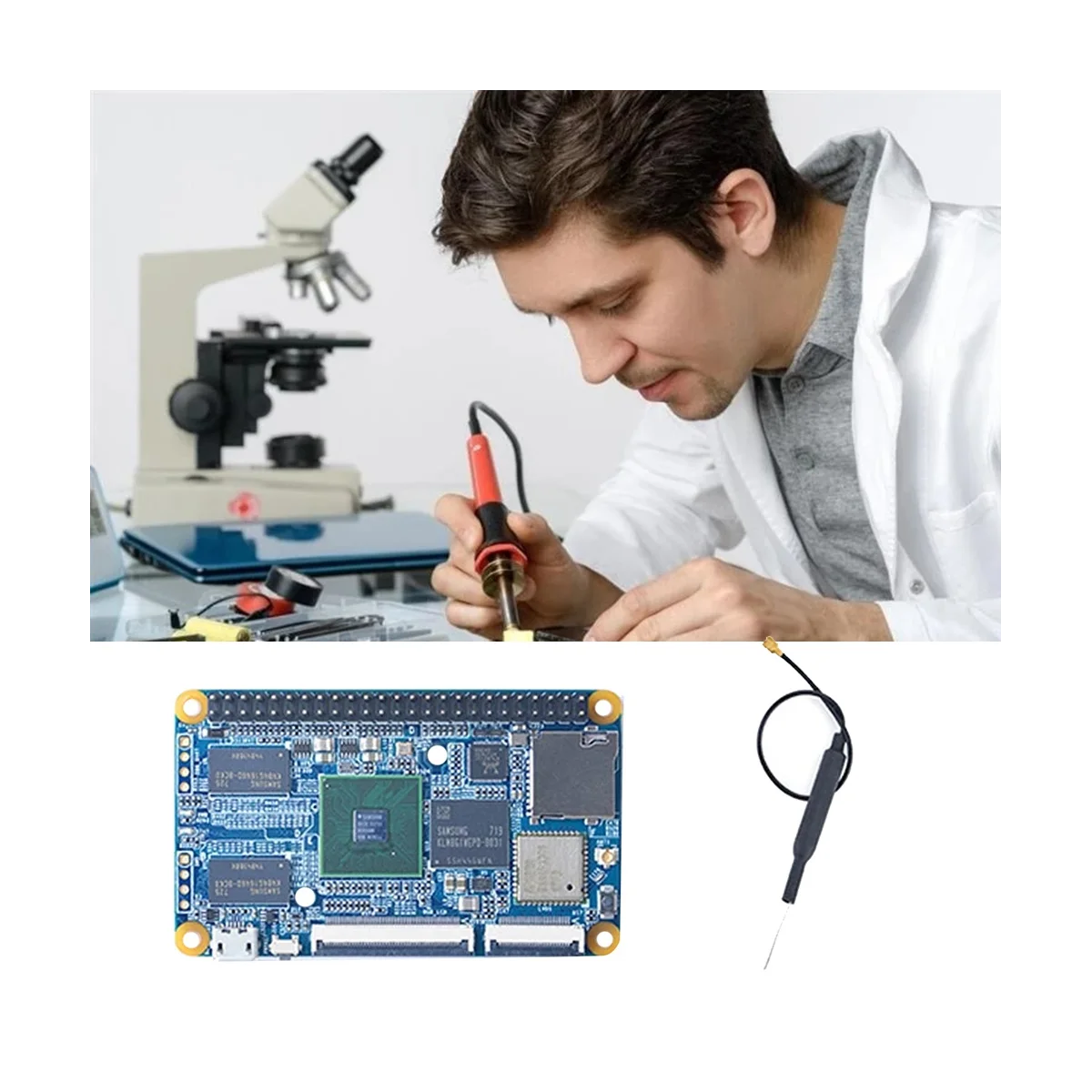 CORE4418-Development Placa com Antena, S5P4418 -Core, 1GB + 8GB, EMMC, WiFi, BT4.0, Interface de Rede Gigabit, Suporta Lubuntu