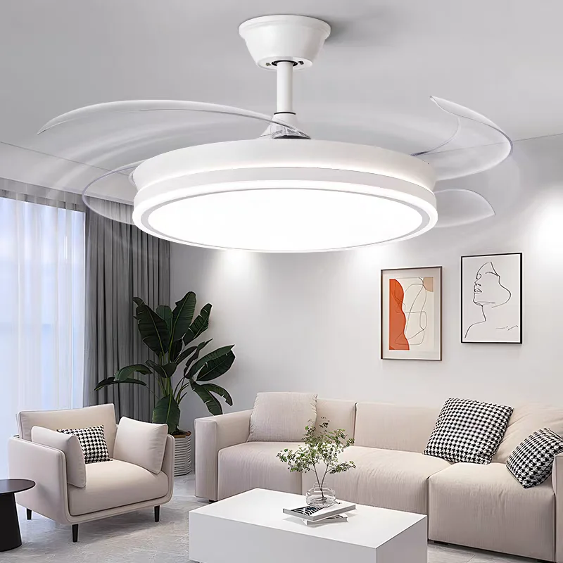 Modern Intelligent Home Fan Lamp for Bedroom Living Room Kid's Room Simple Eye Protection Silent Flicker Free Fan LED Lights