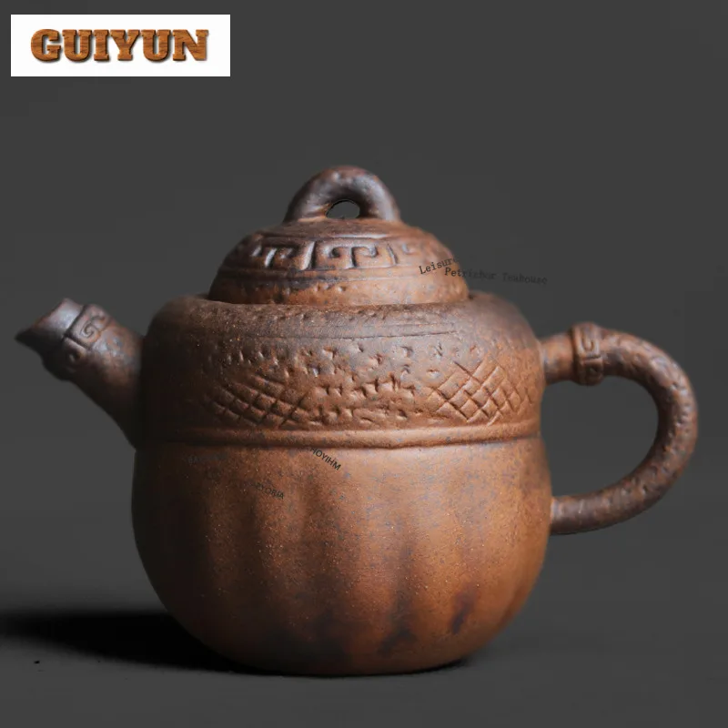 

150ml Coarse Pottery Old Rock Clay Teapot Retro Tea Infuser Pot Tea Brewing Kettle With Ball Hole Tea Services Decoration Craft