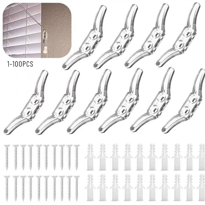 1-100PCS Blind Cord Cleats with Screws for Home Office Window Curtains Sun Shades Ropes Clear Plastic Safety Cord Winders