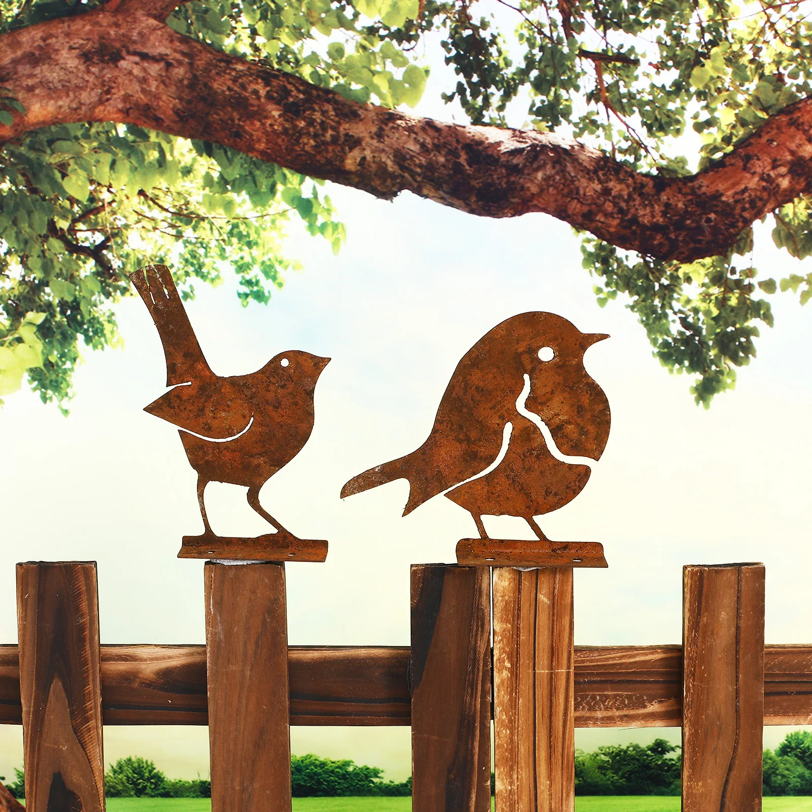 

5 шт., деревенская железная садовая статуя птицы, уличное украшение для забора, металлические птицы, садовый декор, прочное мастерство