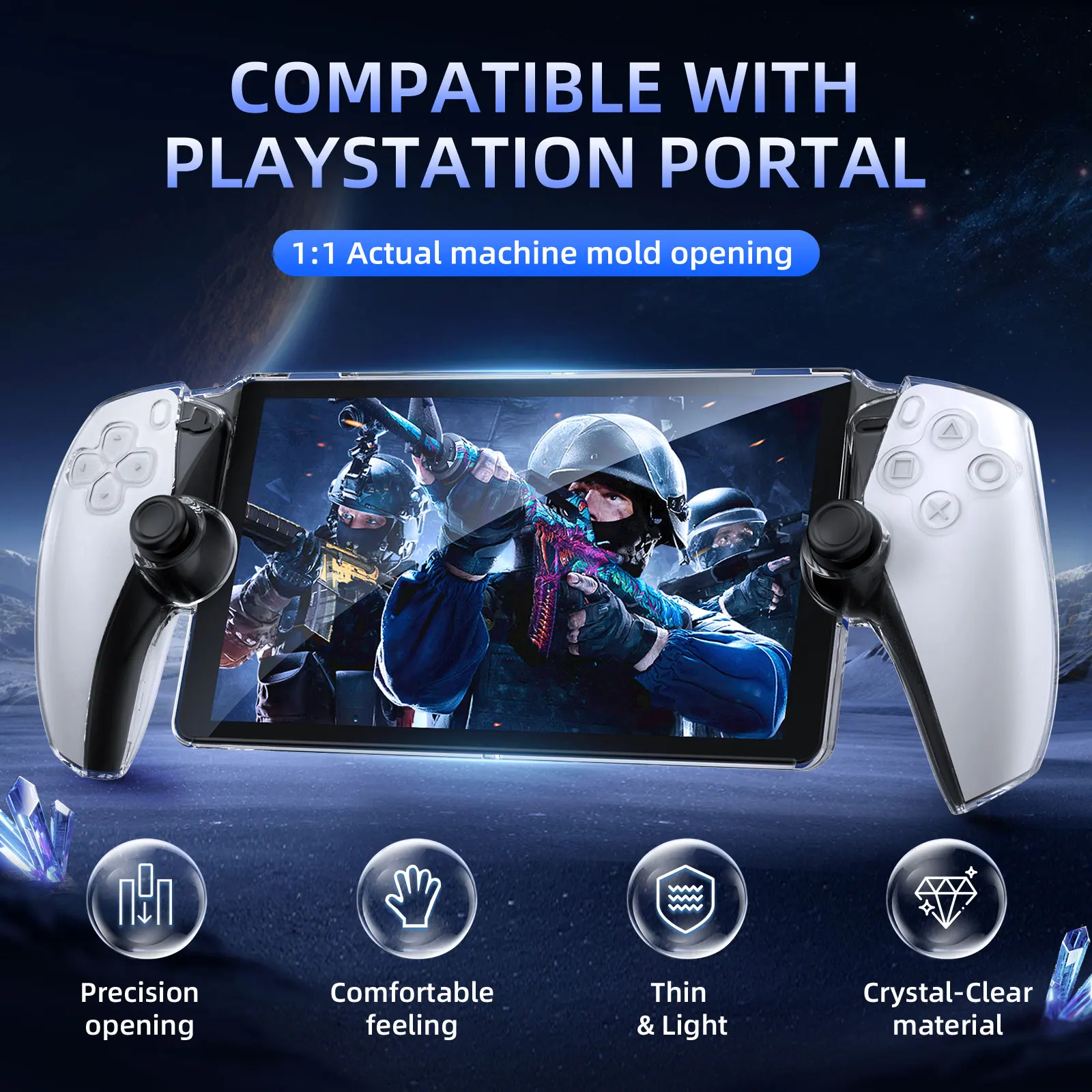 IINE Transparent Protective Case For Playstation Portal Crystal-Clear Material Anti-Scratch/Slip/Dust