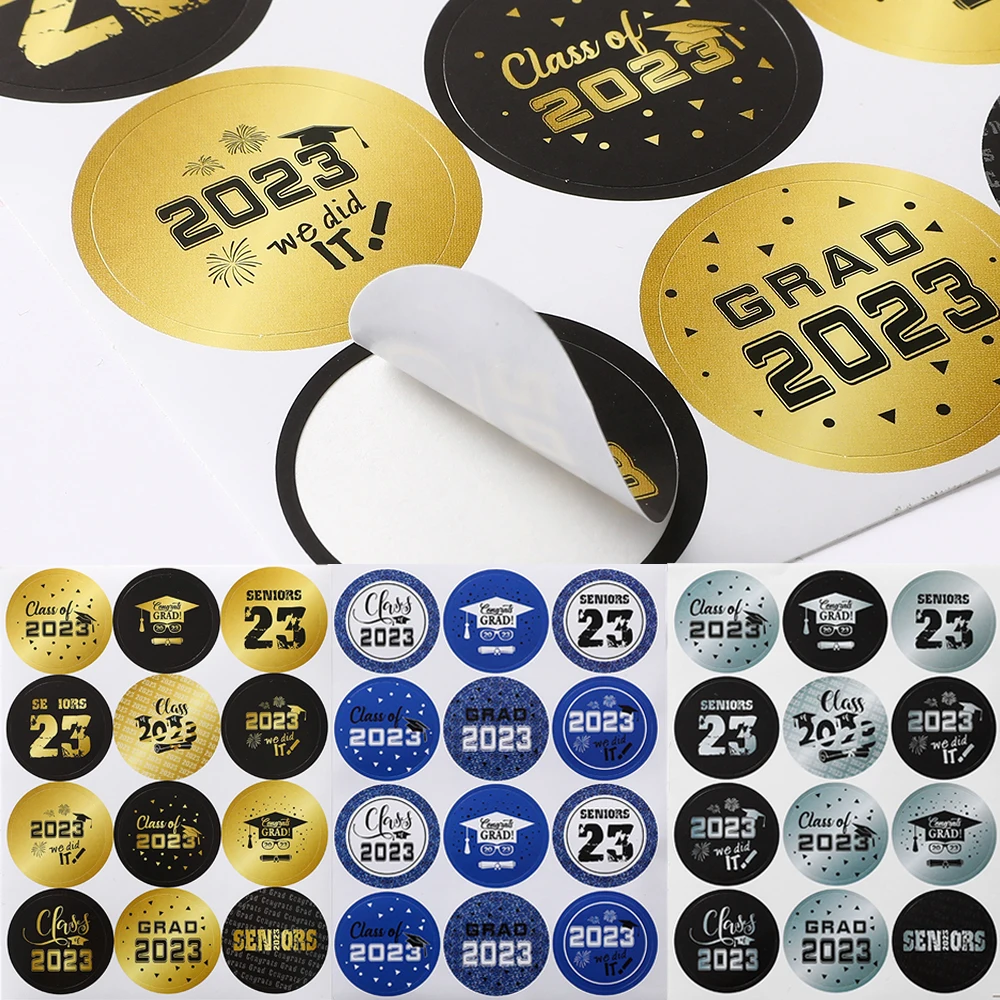 10 Sheets 120pcs Round Graduation Stickers Gift Wrap Envelope Seal Labels 2023 Graduation Party Decor Classroom Teacher Supplies