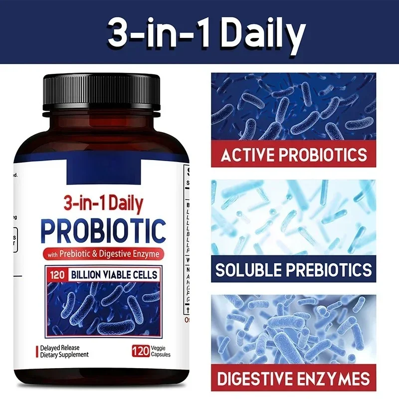 Probiotics + Prebiotics + Digestive Enzymes - Promote Intestinal Flora Digestive Health Women & Men Provide Lasting EnergySupple