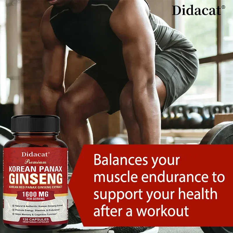 الجينسنغ الأحمر الكوري 1600 ملغ - مكمل الجينسنغ عالي الفعالية - الطاقة، دعم المناعة، التركيز للنساء والرجال، غير معدلة وراثيًا