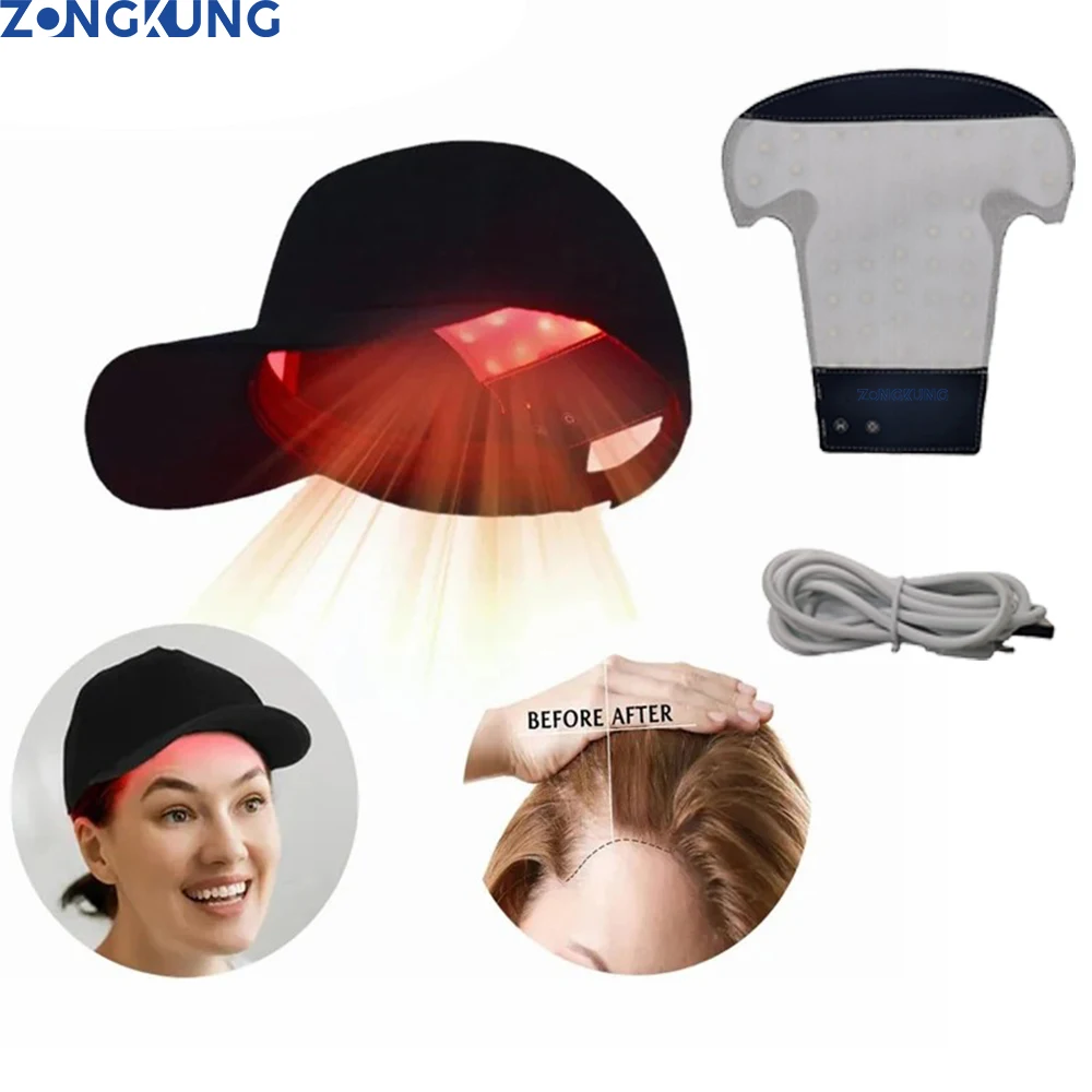 ZONGKUNG Hair Regrowth LED Red Light Cap Hat Red & Infrared Light Device for Hair Loss with Battery