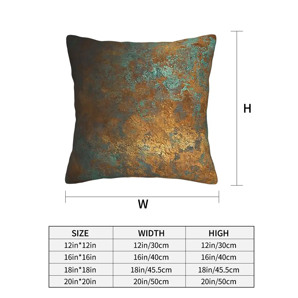 Oxidized Copper Square Pillowcase Cushion Cover Pillow Case Throw Pillow Cover for Home Bedroom Car