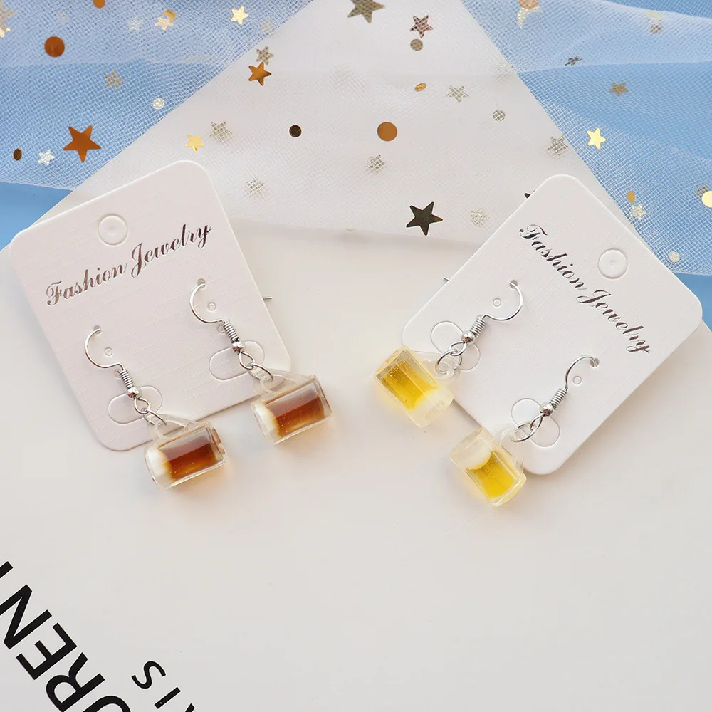 Ovxxons 1 Pair Simple Simulation Bottle Fashion Earrings Beer Mug Ear Hook Earrings Jewelry