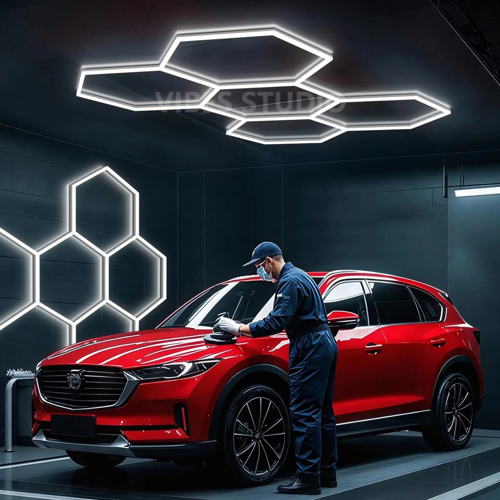 

Hexagon LED Garage Light 6500K Honeycomb Lamp Tube Car Detailing Ceiling LED Shop Light for Barbershop Gym Car Wash Room