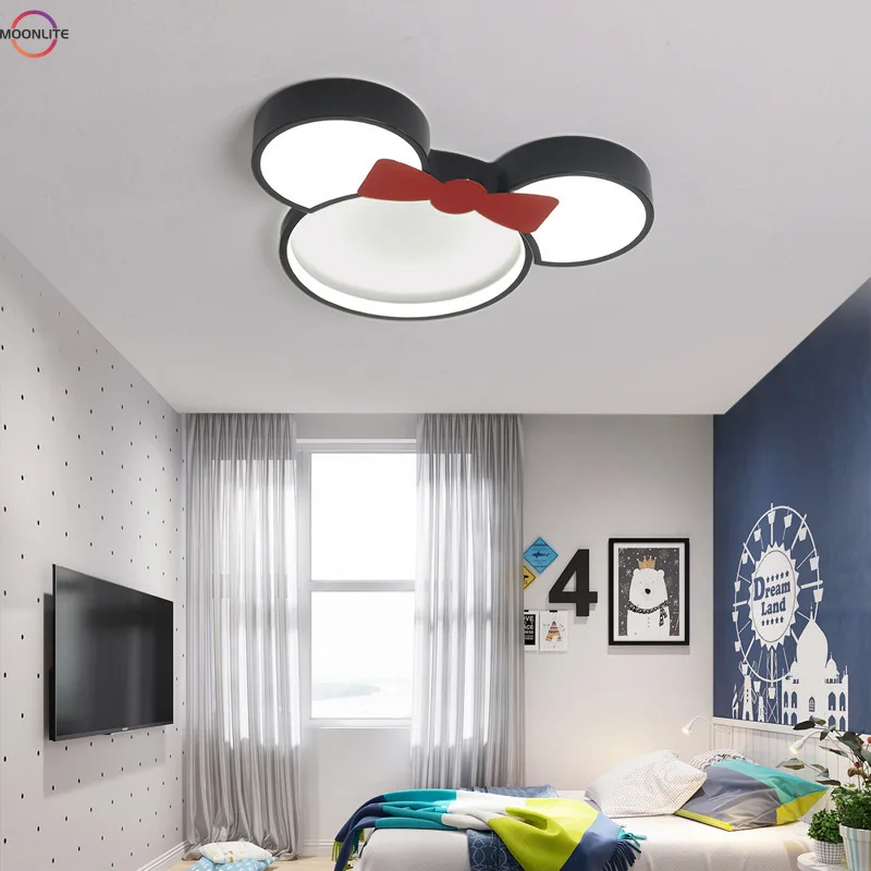 Imagem -04 - Modern Cartoon Led Luminárias de Teto Preto Lâmpadas de Teto Sala de Estar e Quarto Plafondlamp Regulável Quarto de Crianças