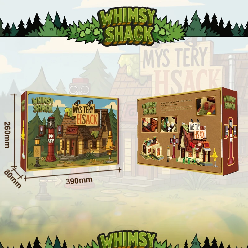1108 pçs blocos de construção da casa misteriosa clássico dos desenhos animados floresta cabine modelo ornamento desktop crianças educacional brinquedo diy presentes do feriado