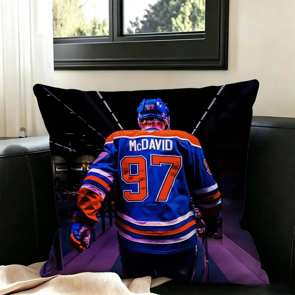 Ice Hockey C-Connor McDavid Square Double-Sided printed Pillow Case Bedroom Bedside Pillow Sofa Cushion Cover 6
