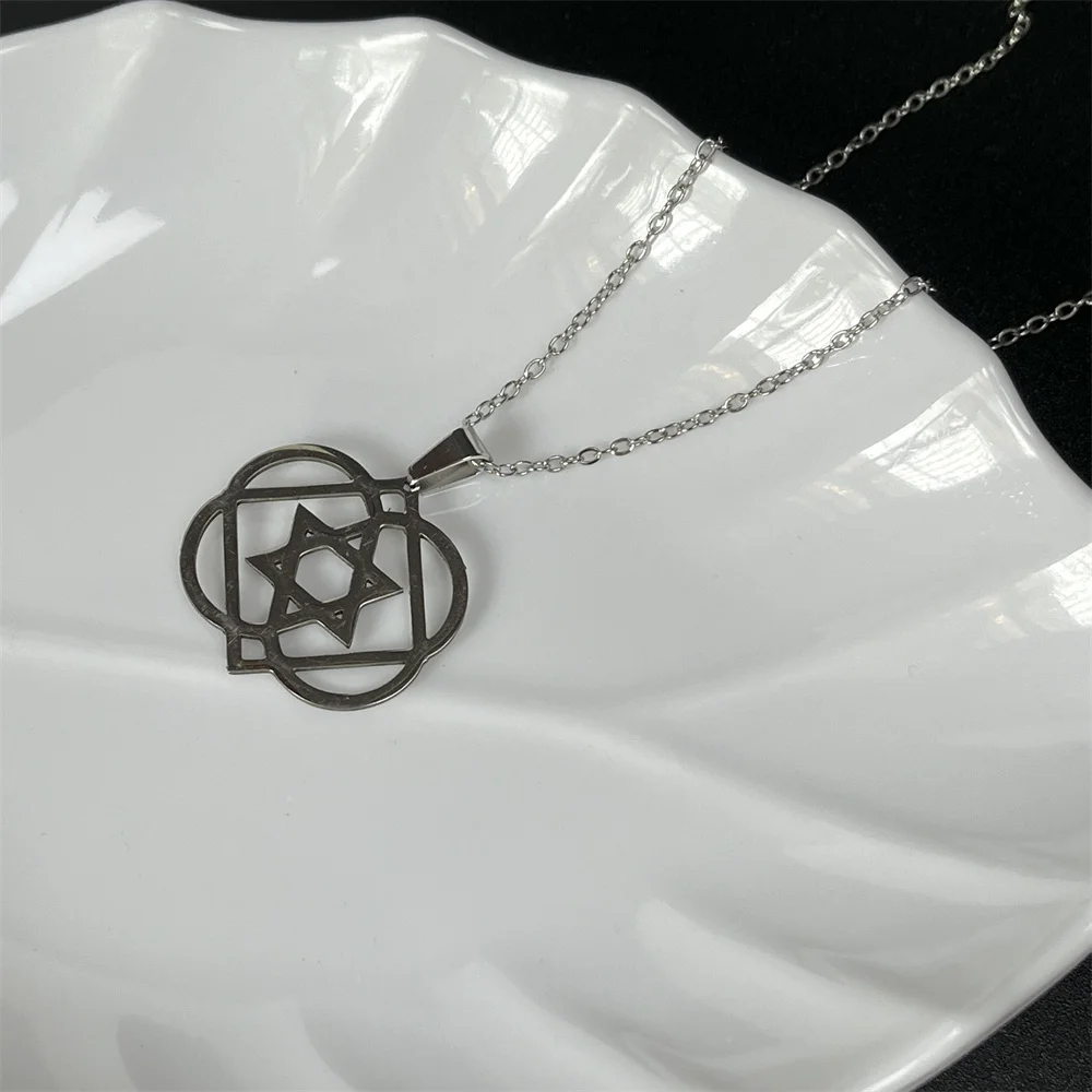 Stainless Steel Lotus Israel Star Pendant Necklace Hexagram Magen David Star of David Jewish Fashion Jewelry Wholesale