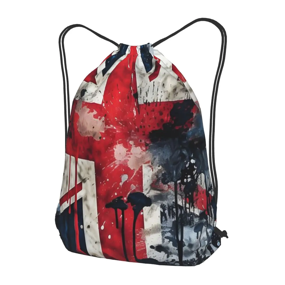 UK Flag Paint Texture Backpacks Portable Drawstring Bags Shoes Bag Book Bags for Travel School