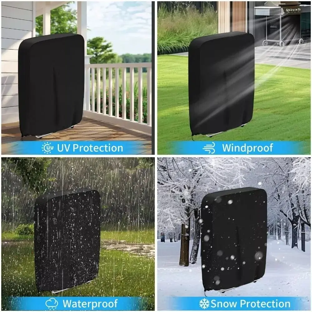 Garden/Outdoor Folding Chair Cover, Black Waterproof & UV-Resistant, Durable Fabric Protector for Patio Furniture, All-Season
