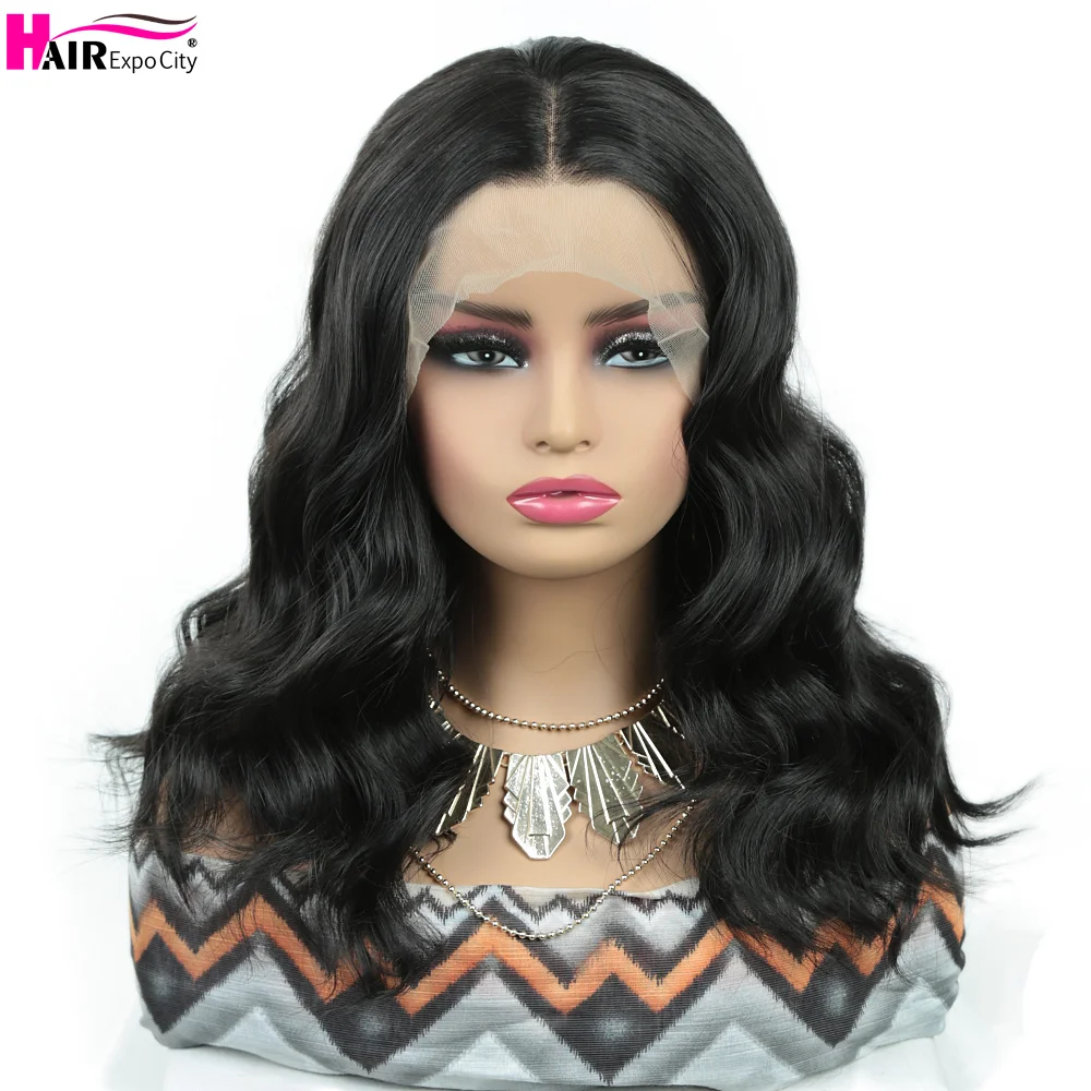 

Body Wave 13*4 Synthetic Lace Front Wig 18inch Heat Resistant Cosplay Hair Wig Long Wavy Lace Wigs For Women Hair Expo City