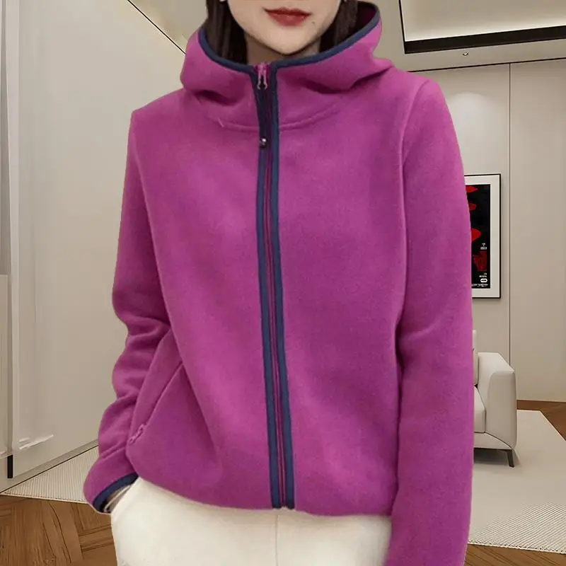 

Свитер женский осенний новый большой размер термокардиган с капюшоном флисовая куртка с длинными рукавами топ женские куртки