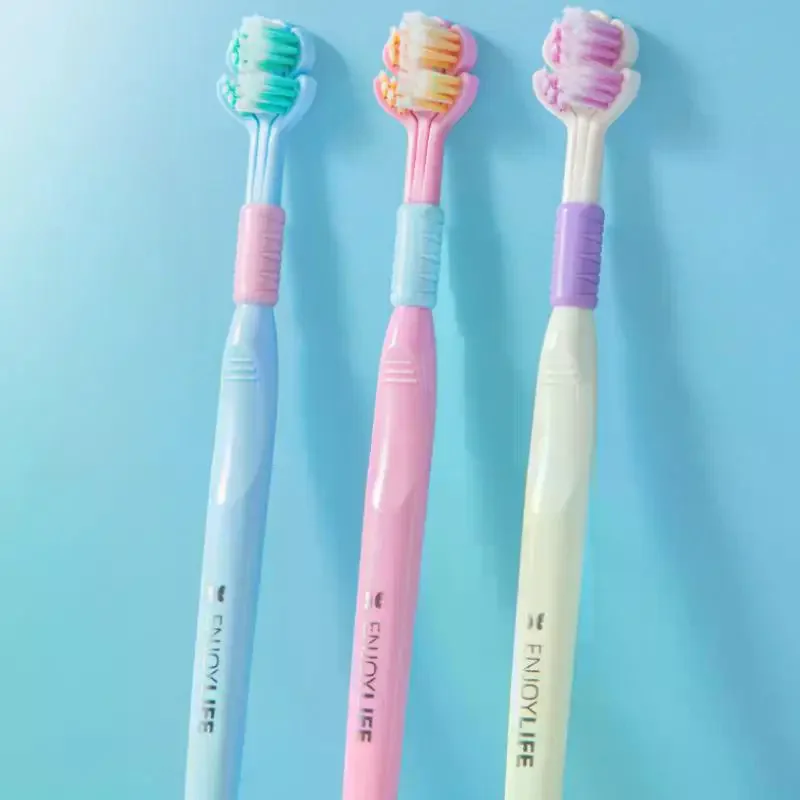 

2 шт. стерео трехсторонняя зубная щетка ультратонкие мягкие волосы зубная щетка для взрослых глубокая очистка детальных зазоров чистка здоровье уход за полостью рта