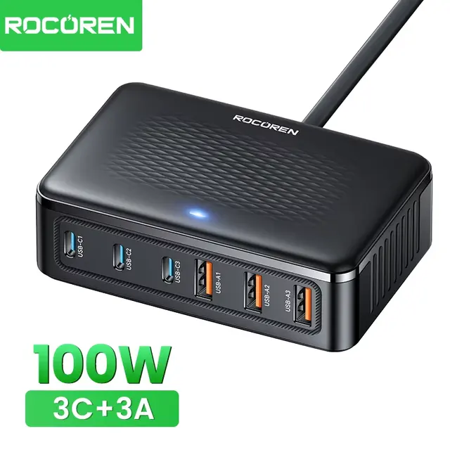 6-Port Desktop Charger for Efficient Daily Use