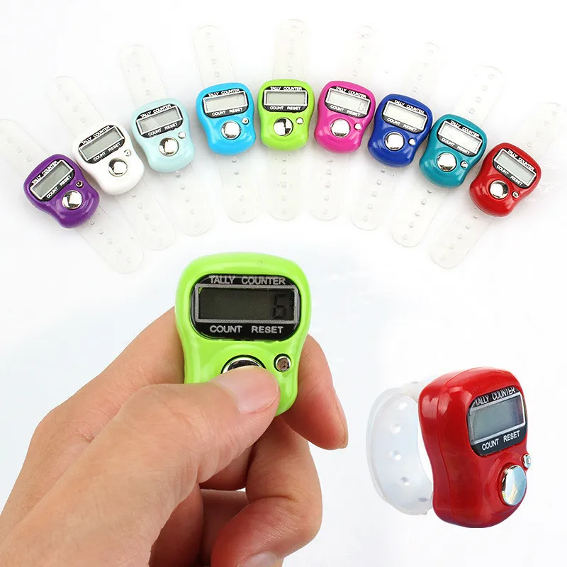 

5/10/20PCS Random Colors Mini Electronic Finger Counter Ring LED Digital Golf Finger Hand Ring Tally Counter Tally Pedometer