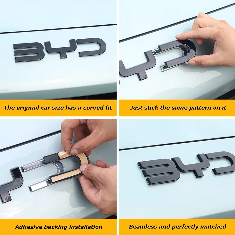 For BYD SEAl EV ATTO 4 2022 2023 2024 Accessories Car Front Bumper Emblem Badge Decal Black Carbon Logo Refit Sticker